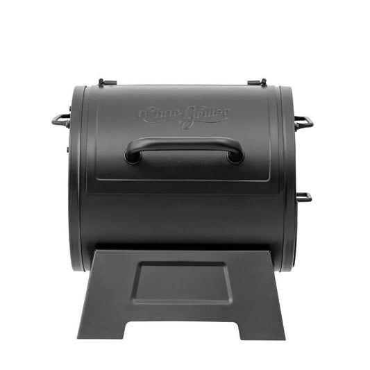 Char-Griller Portable Charcoal Grill Black Smoker Side Fire Box Cast Iron Grates